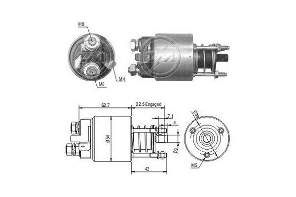 Magnetswitch, startmotor 12V
