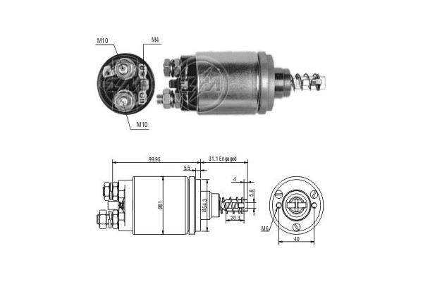 Magnetswitch, startmotor 12V