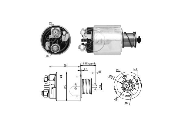 Magnetswitch, startmotor 12V