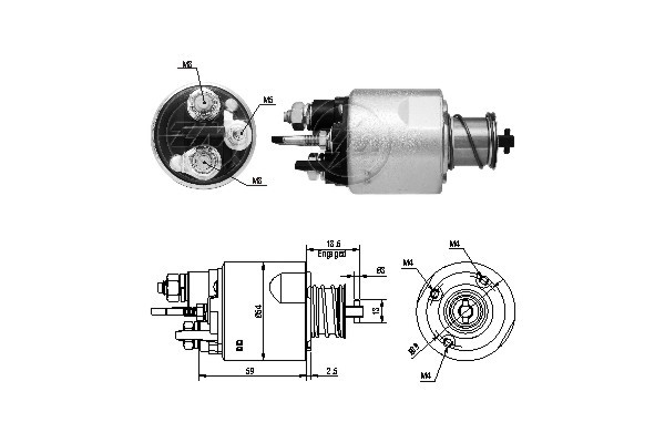 Magnetswitch, startmotor 12V