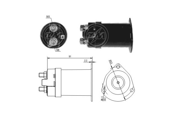 Magnetswitch, startmotor 12V