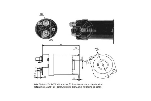 Magnetswitch, startmotor 12V