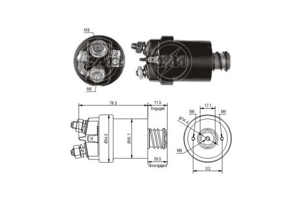 Magnetswitch, startmotor 12V