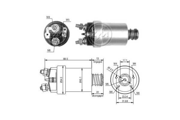 Magnetswitch, startmotor 12V