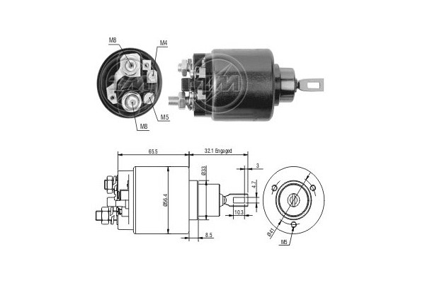 Magnetswitch, startmotor 12V