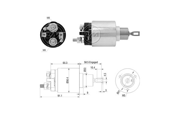 Magnetswitch, startmotor 12V