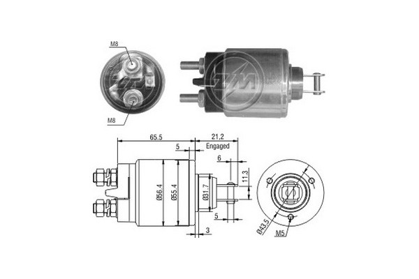 Magnetswitch, startmotor 12V