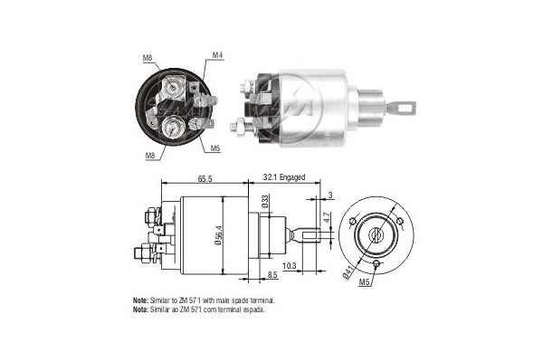 Magnetswitch, startmotor 12V
