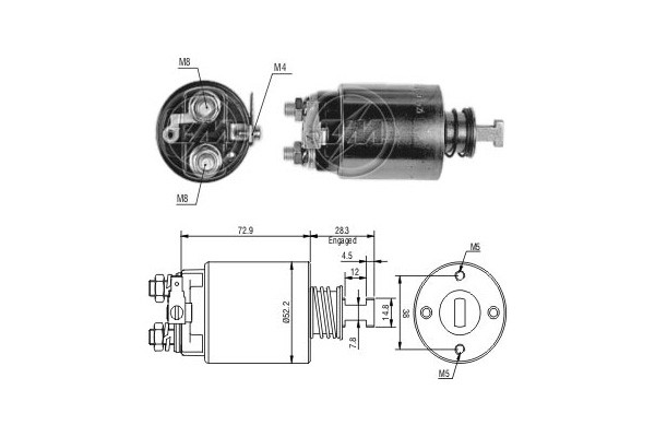 Magnetswitch, startmotor 12V