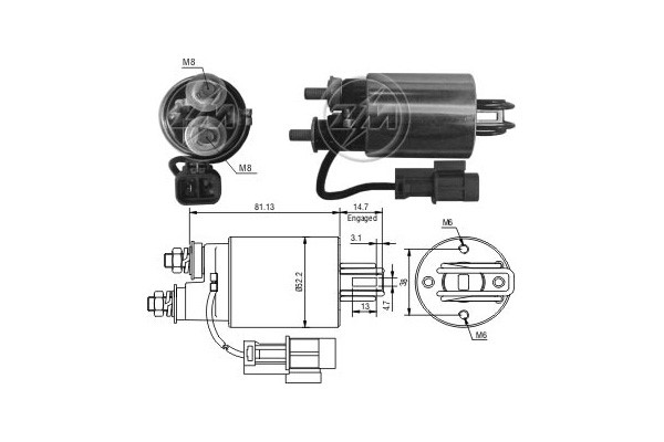 Magnetswitch, startmotor 12V