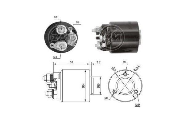 Magnetswitch, startmotor 12V