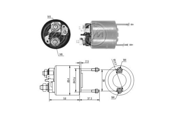 Magnetswitch, startmotor 12V