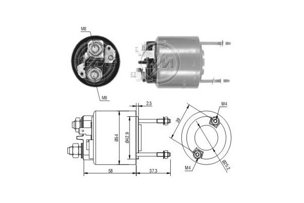 Magnetswitch, startmotor 12V
