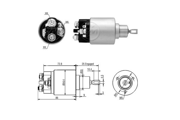 Magnetswitch, startmotor 12V