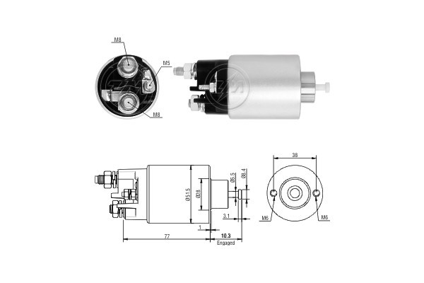 Magnetswitch, startmotor 12V