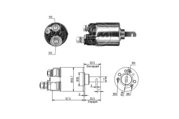 Magnetswitch, startmotor 12V
