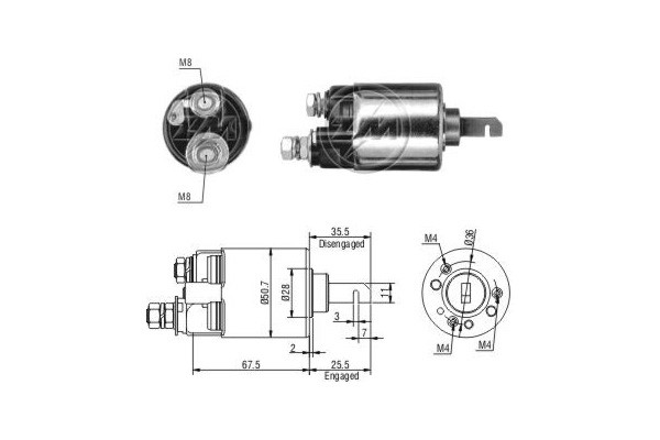 Magnetswitch, startmotor 12V