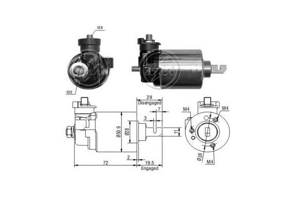 Magnetswitch, startmotor 12V