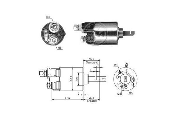 Magnetswitch, startmotor 12V