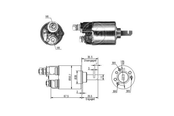Magnetswitch, startmotor 12V