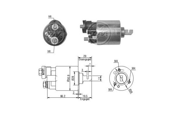 Magnetswitch, startmotor 12V