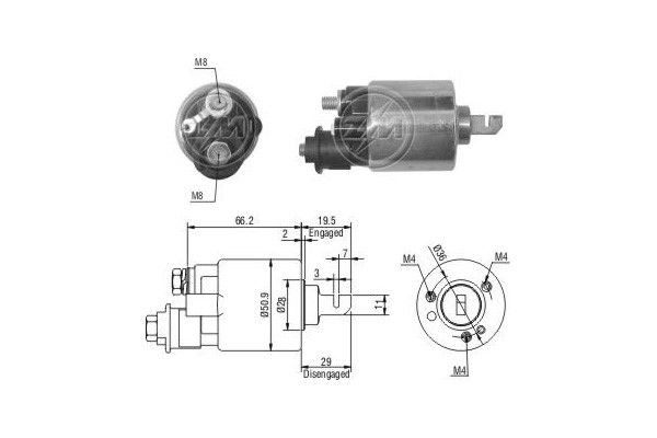 Magnetswitch, startmotor 12V