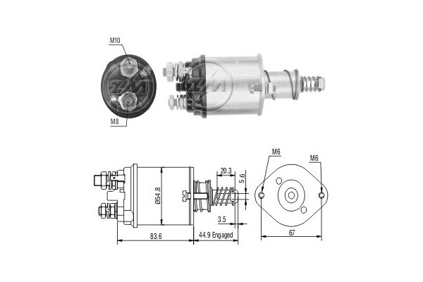 Magnetswitch, startmotor 12V