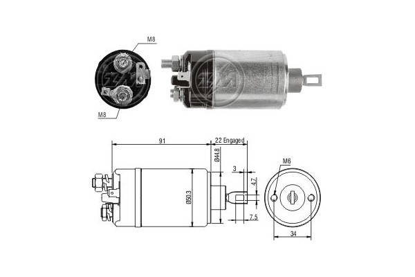Magnetswitch, startmotor 12V