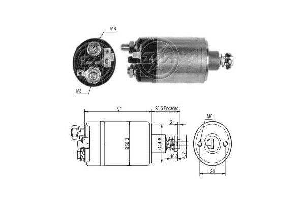 Magnetswitch, startmotor 12V