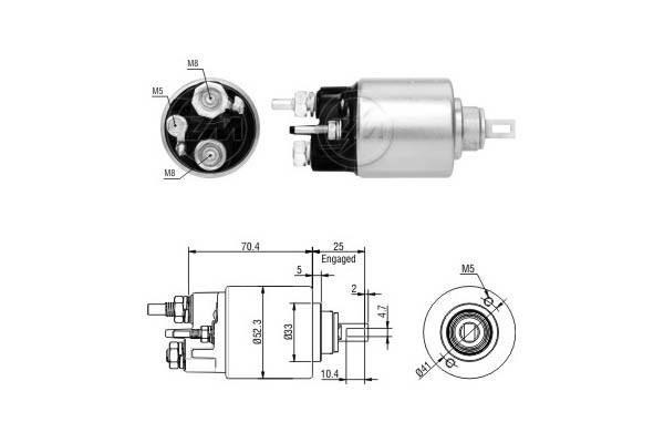 Magnetswitch, startmotor 12V
