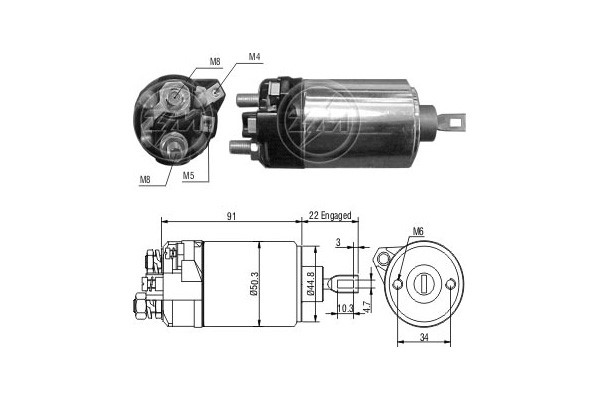 Magnetswitch, startmotor 12V