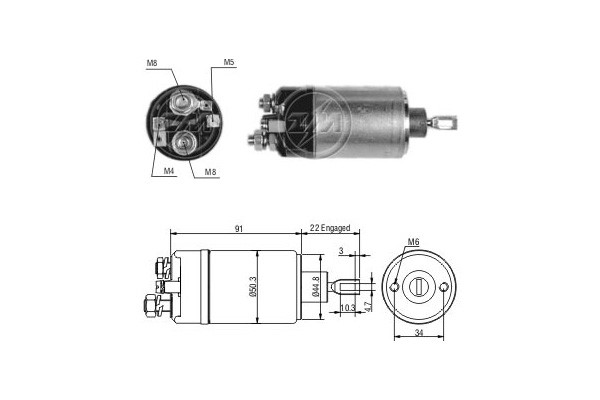 Magnetswitch, startmotor 12V