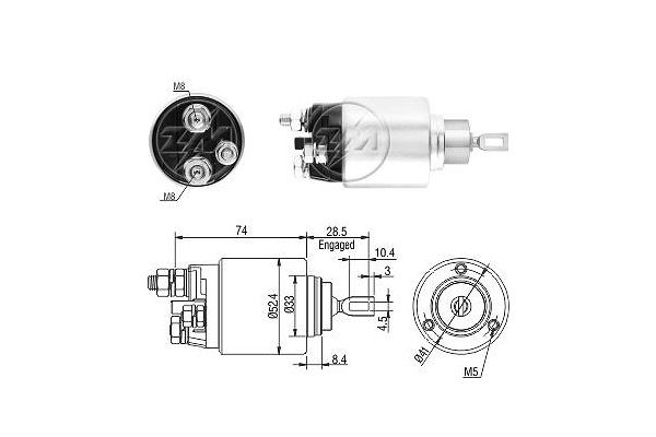 Magnetswitch, startmotor 12V
