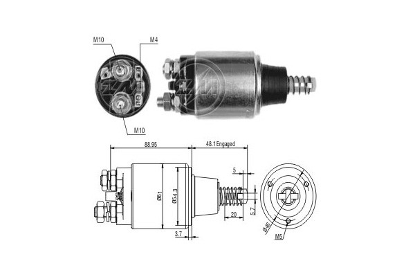 Magnetswitch, startmotor 12V