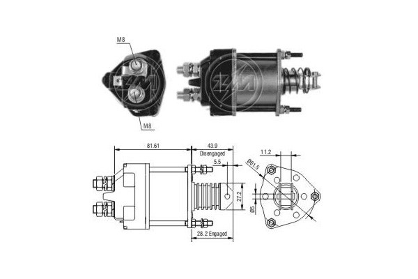 Magnetswitch, startmotor 12V