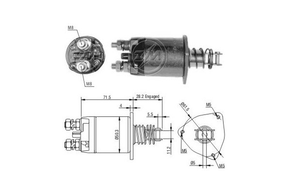 Magnetswitch, startmotor 12V