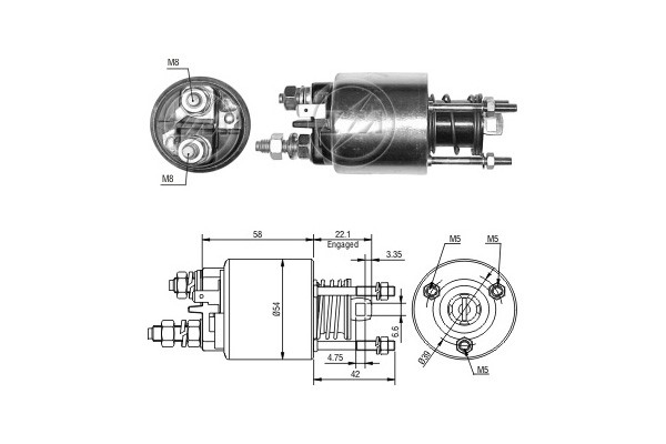Magnetswitch, startmotor 12V