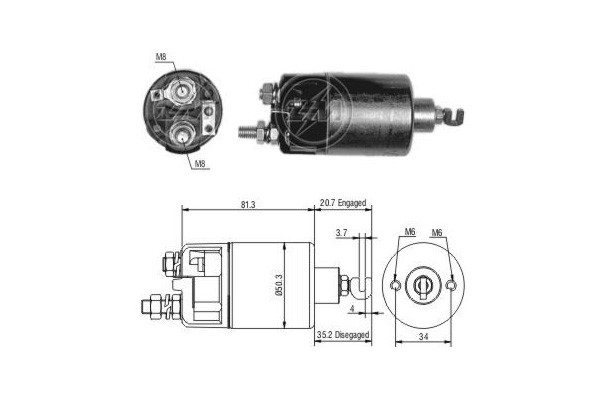 Magnetswitch, startmotor 12V