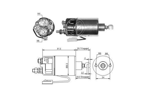 Magnetswitch, startmotor 12V