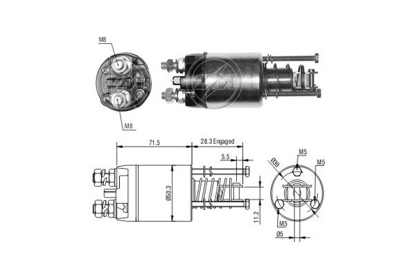 Magnetswitch, startmotor 12V