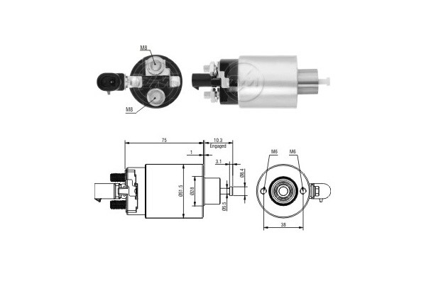 Magnetswitch, startmotor 12V