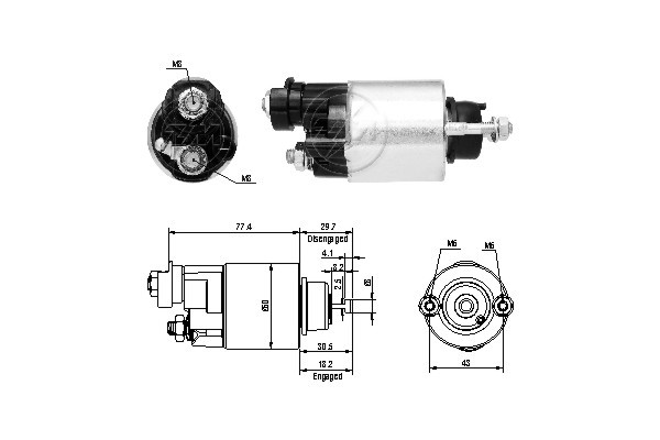 Magnetswitch, startmotor 12V