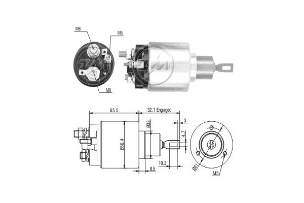Magnetswitch, startmotor 12V