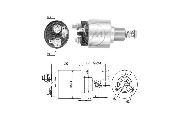 Magnetswitch, startmotor 12V