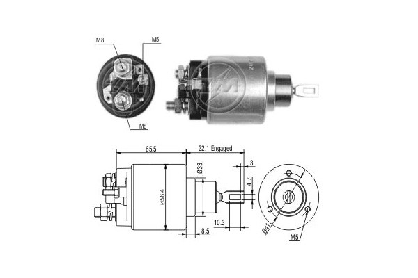 Magnetswitch, startmotor 12V