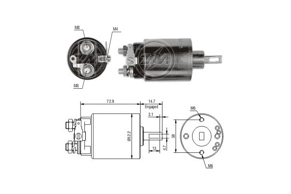 Magnetswitch, startmotor 12V