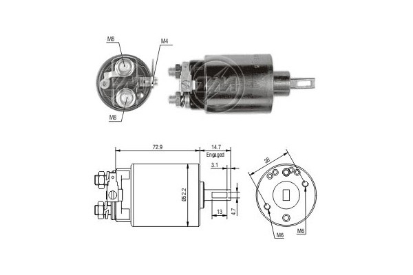 Magnetswitch, startmotor 12V
