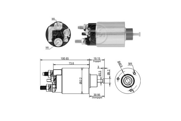 Magnetswitch, startmotor 12V