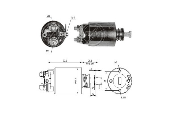 Magnetswitch, startmotor 12V