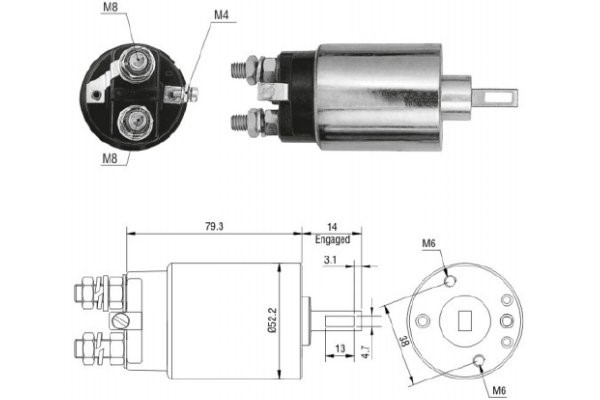 Magnetswitch, startmotor 12V